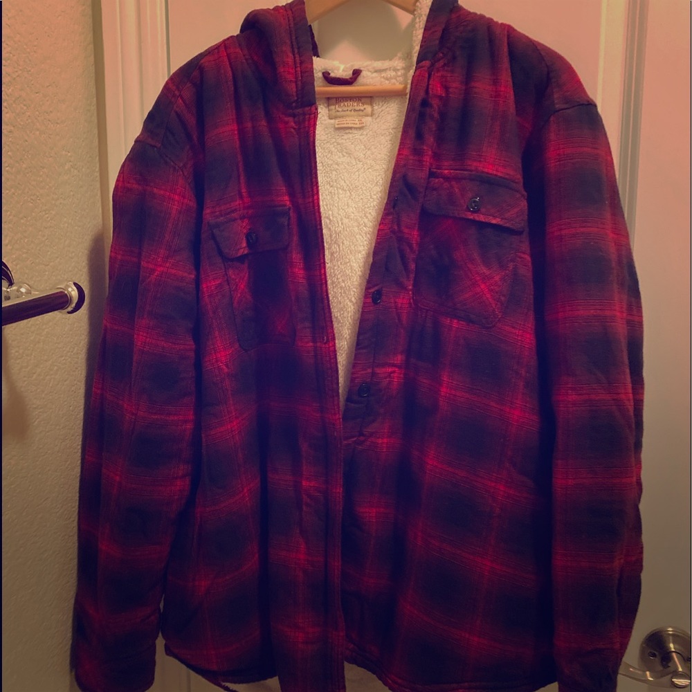 Boston Traders Sherpa Lined Hooded Flannel Jacket